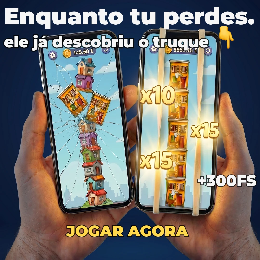 Torre de casas empilhadas no jogo de construção